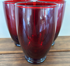 Lot of 3 Anchor Hocking Royal Baltic Ruby Red Tumblers Drinking Glasses 4.25"