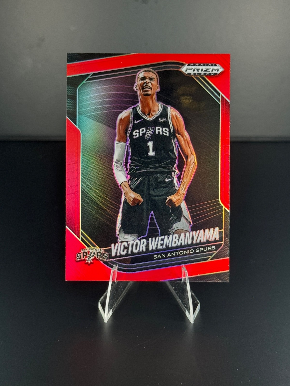 2024-25 Panini Prizm Black - Victor Wembanyama #1 Red /299 Wemby Spurs SP