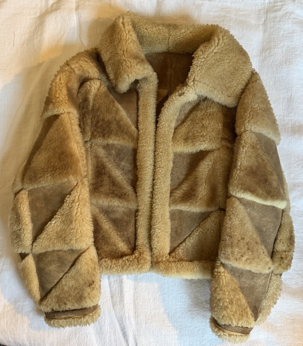 Ardney Suede Lamb Shearling Patchwork Jacket Beig… - image 1