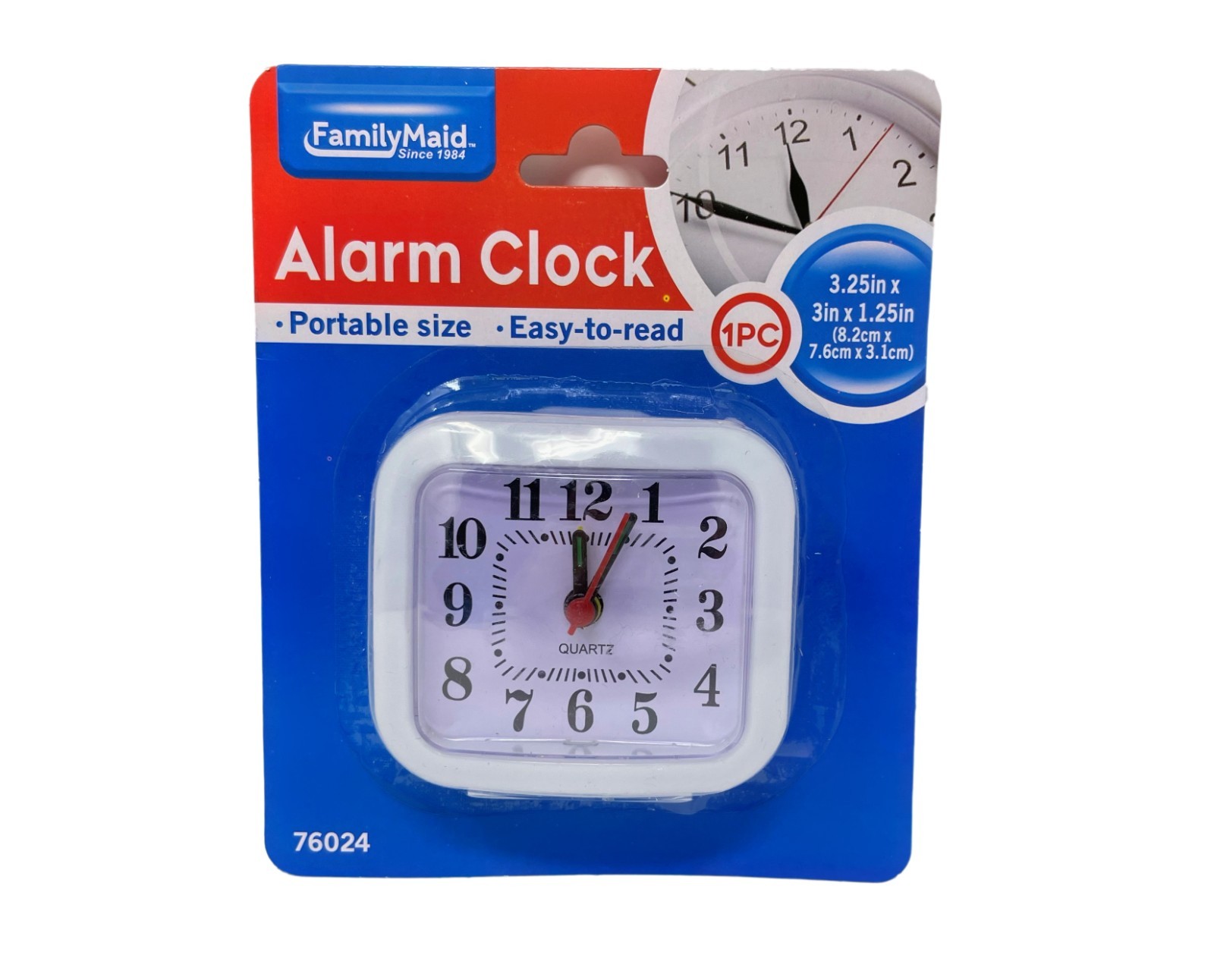 Mini Analog Alarm Clock Portable Cute Square Compact Travel Room Desk Bedside