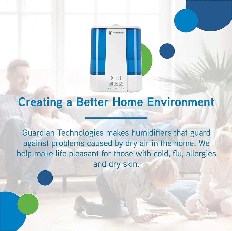 PureGuardian H5225WCA Ultrasonic Warm & Cool Mist Humidifier, 100 White/Blue  - Image 2 of 4