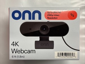 onn 100162478 4K Webcam with Autofocus and Swivel Head, Built-in Dual Mics,
