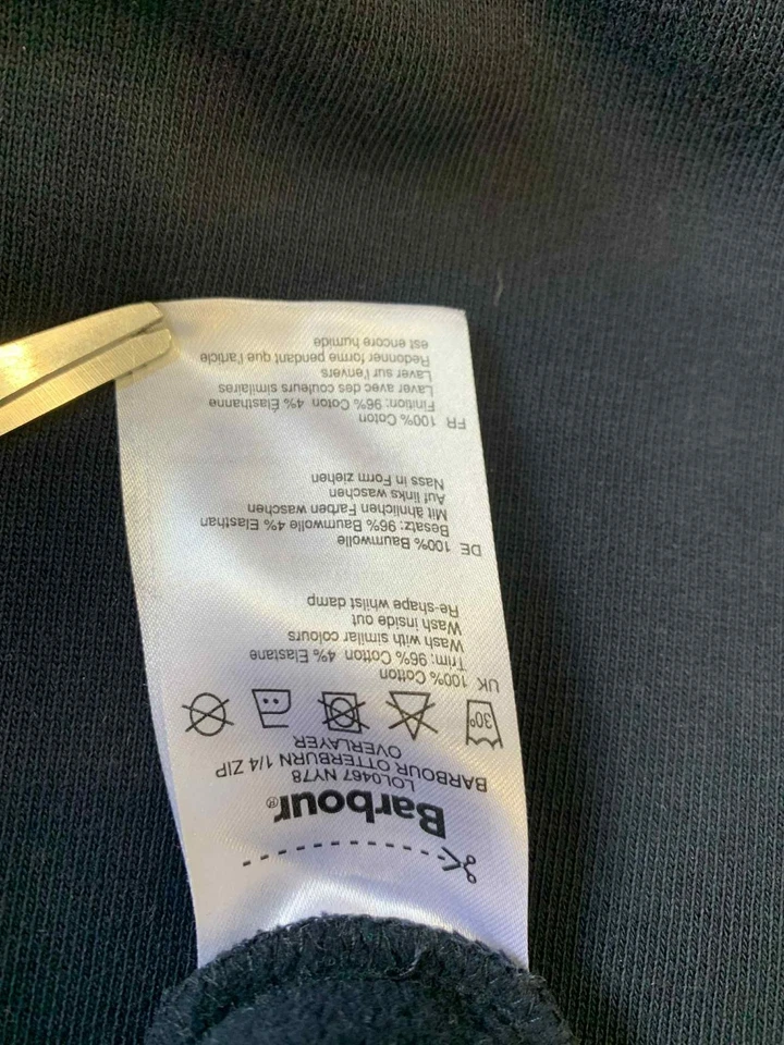 Sudadera para mujer Barbour azul marino con cremallera en cuarto bordado logotipo pulóver talla 10 #100 Foto 4 de 4