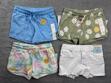 4x Cat  Jack Girls Youth Small 6/7 Knit Pull on French Terry Denim Shorts