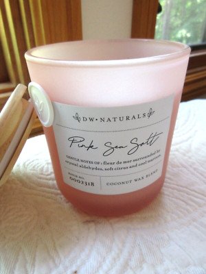DW NATURALS PINK SEA SALT SCENTED CANDLE COCONUT WAX BLEND 2 WICK CITRUS MARINE