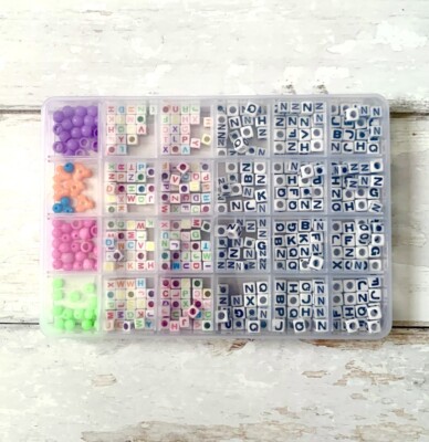 Friendship Bracelet Square Letter Beads Black Rainbow Box Set