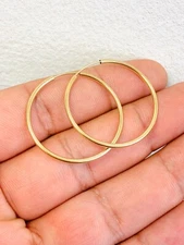 Endless Hoop Earrings 14K Real Gold Filled Womens 30x30mm/Aretes Argollas Mujer
