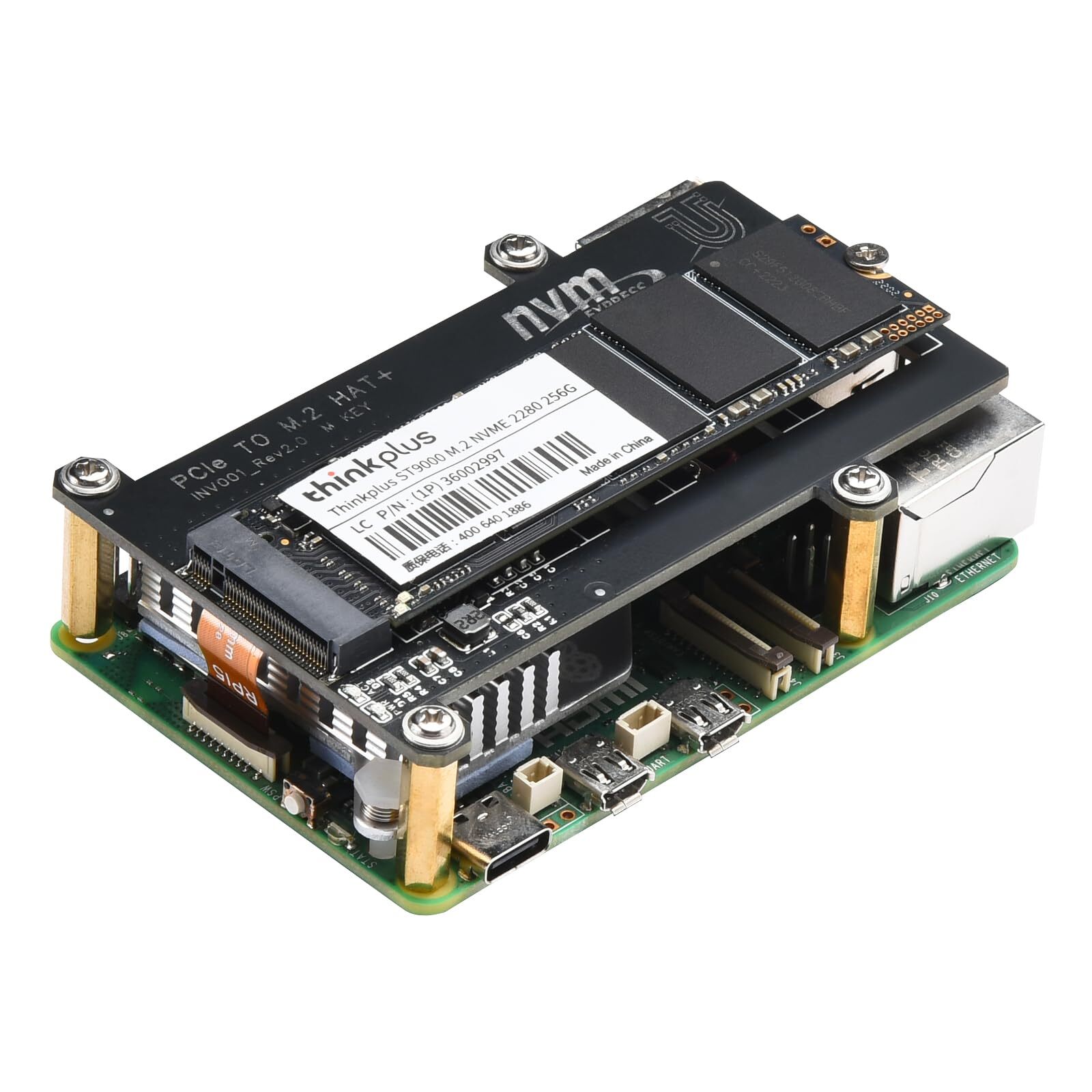 PCIe M.2 HAT+ for Raspberry Pi 5 Pi 5 NVMe SSD PIP PCIe Pimoroni Peripheral B...