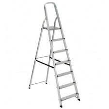 Scala 7 Gradini in Alluminio Domestica Soppalco Scalini Max 150kg Soffitta Casa