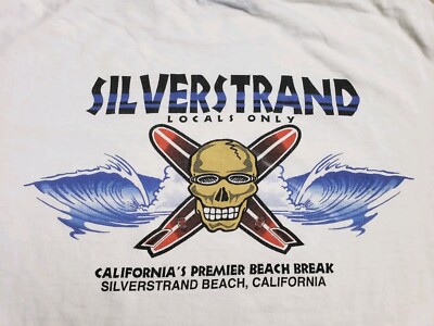 VINTAGE Oneita 90s Silverstrand Beach CA Locals Only Surfing