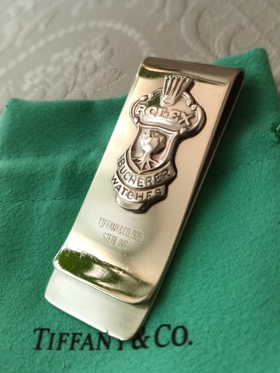 Vintage Tiffany &Co Sterling Silver Money Clip with Rolex Pendant  