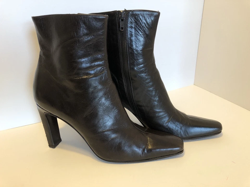 Ellen Tracy коричневый кожаный высокий каблук (3,5») ботинок размер 8,5, Италия. - Изображение 2 из 4