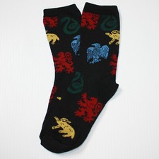 Harry Potter Multicolor House Mascot Symbol Print Crew Socks Shoe size 6-12 NWOT