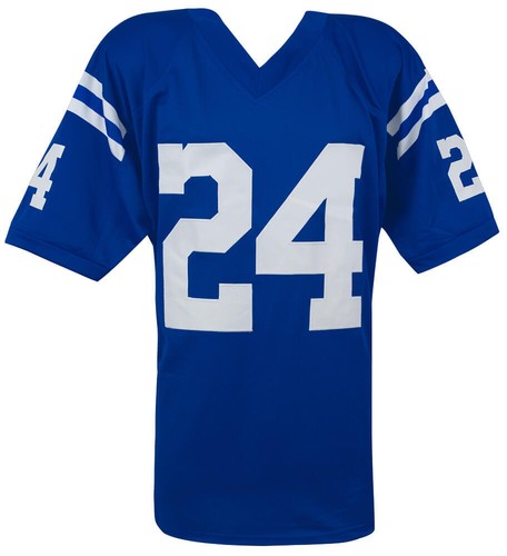 Lenny Moore Signed Blue Throwback Custom Football Jersey w/HOF 75 - SCHWARTZ COA - Picture 3 of 3