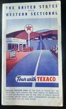 1952 United States with Western   road map Texaco oil gas large map route 66