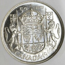 1949 NGC MS 64 Canada George VI 50 Cents Half Dollar Silver Coin (22042701C)