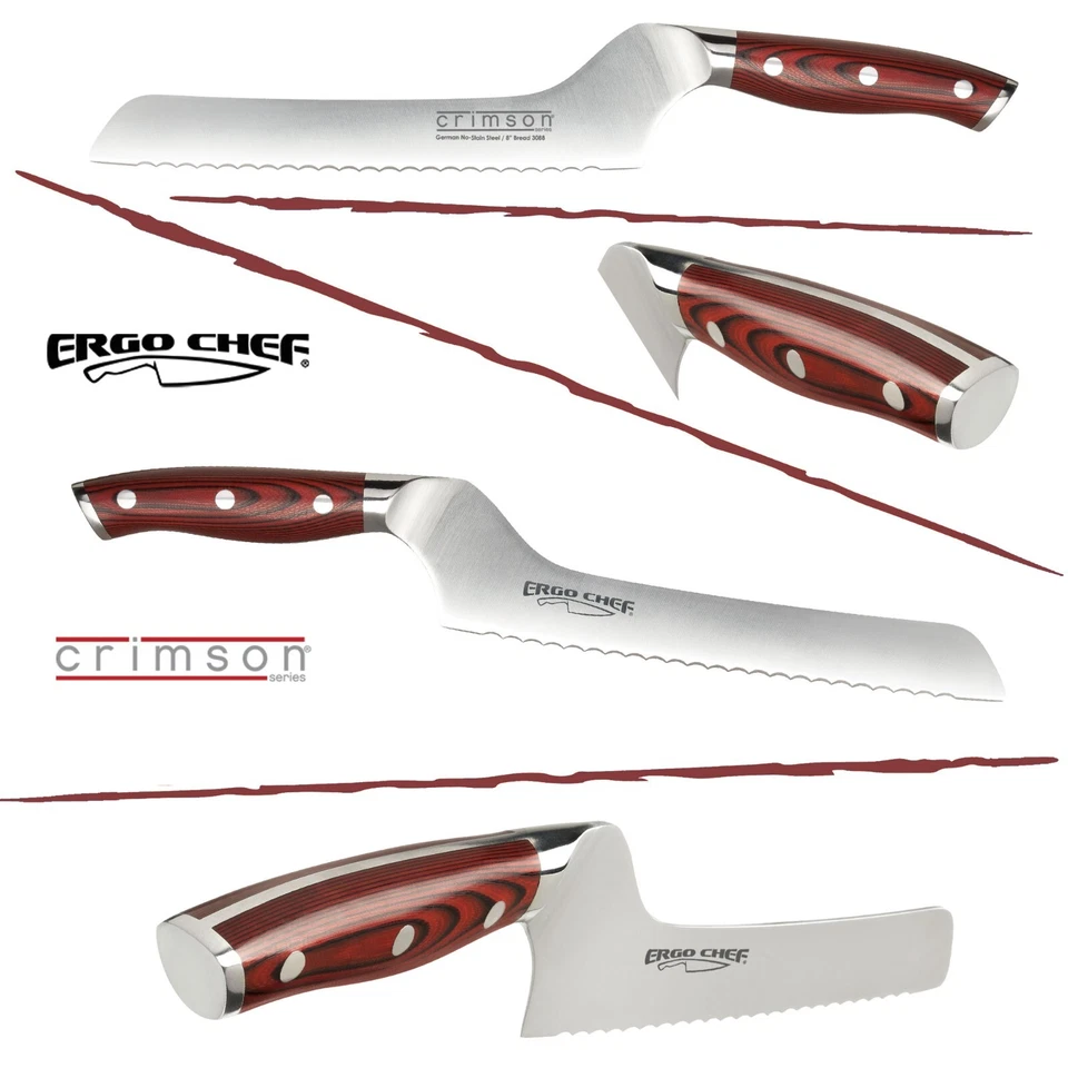 Ergo Chef CRIMSON Series 8" Off Set Serrated Bread knife G10 Handle - Image 3 of 4