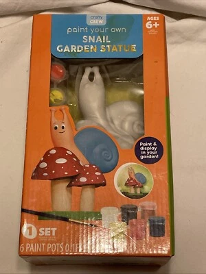 Kids DIY Paintable Garden Snail Statue Acrylic Paints Brush Ceramic Mushrooms - Image 1 of 4