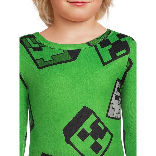 Minecraft Boy's 2 Piece Long Sleeves Pajama PJ Sleepwear Set Size 4 Green - Picture 4 of 9
