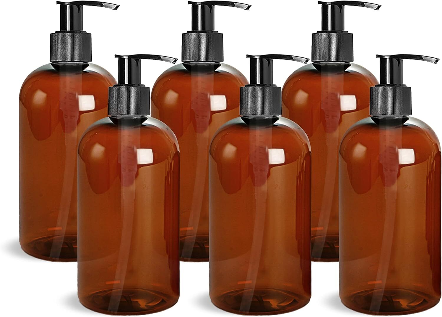 7 Pack Plastic Clear Vacuum Refillable Empty Bottles BPA-Free Shampoo Containers