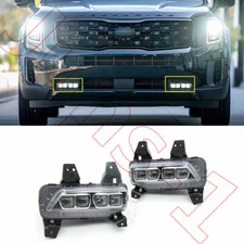 A Pair DRL LED Front Bumper Fog Light Assembly Fit For Kia Telluride 2020-2024