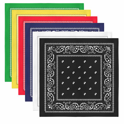  EXTRA Large Polyester Non Fading Paisley Bandanas 27 x 27 Inches - Party and