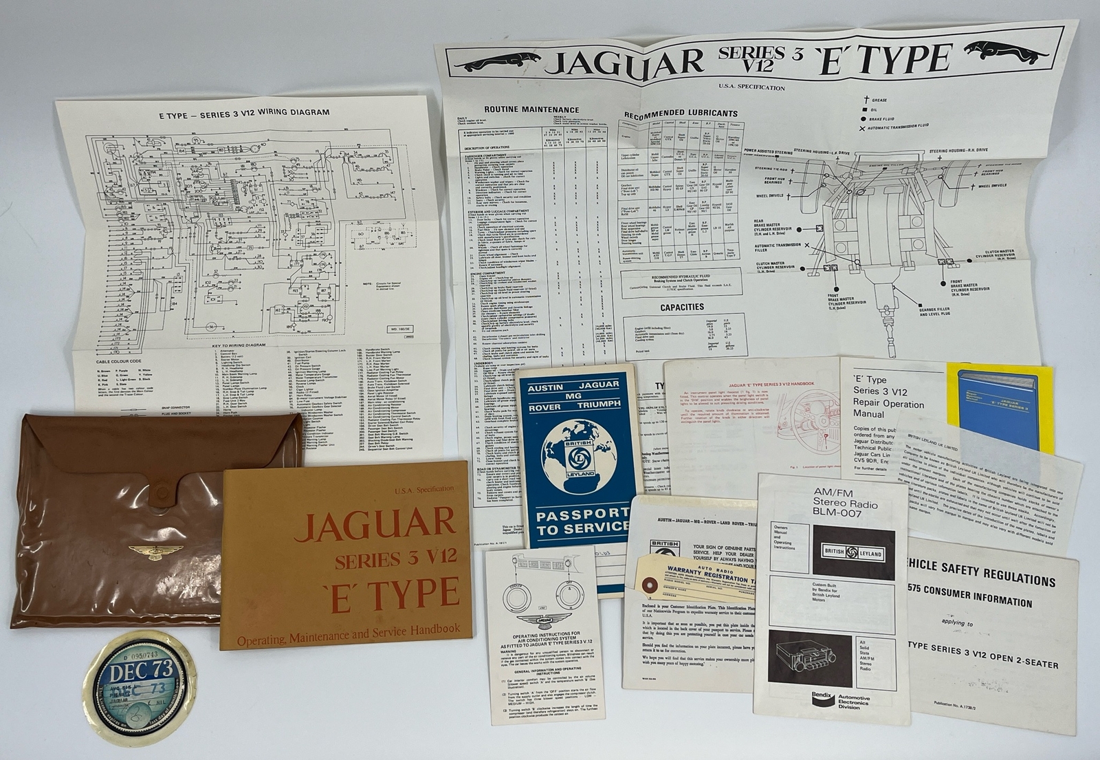 1973 Jaguar V12 EType XKE Series 3 Handbook Set with