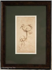 Beautiful Vintage Etching of Two Egrets in Water Signed "Armour" Limited Edition
