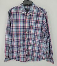 Banana Republic Shirt Mens Medium Blue Plaid Long Sleeve Button Down Soft Wash