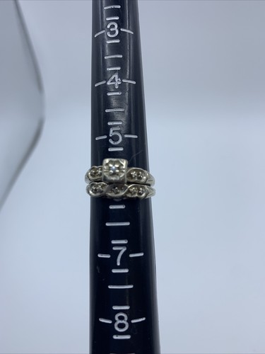 Vintage 14k Weißgold Diamant Ehering Set Gr.6 4,6g - Bild 7 von 7