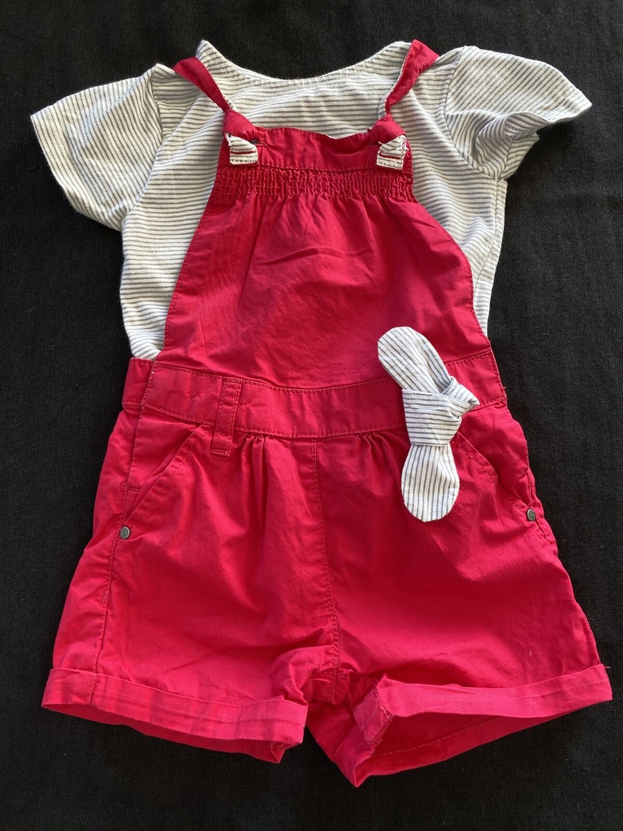 Obaibi (France) Pink Shorts/Overall Grey Stripe Cotton Top 18