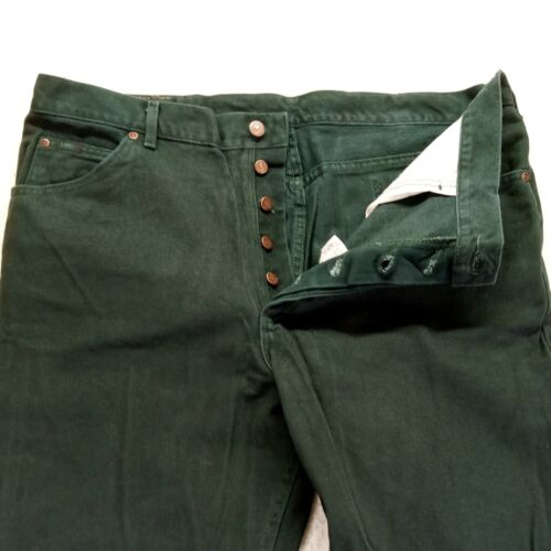VTG Lee Jeans Button Fly Regular Fit Hunter Green Mens 40x30 Cotton USA - Picture 2 of 11