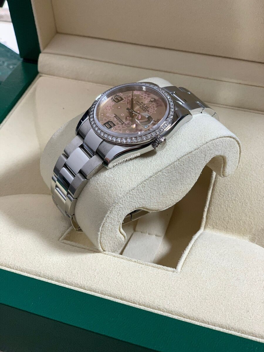 Rolex 116244 Datejust 36mm, Pink Floral Dial, Diamond Bezel Rolex 116244 Datejust 36mm, Pink Floral Dial, Diamond Bezel