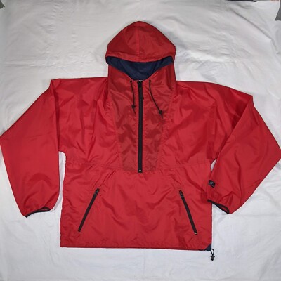 Vintage Helly Hanse Pullover 1/2 Zip Windbreaker Small Outer Shell Red Hiking
