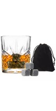 Whiskey Glass and Whiskey Stones Gift Set Includes Old Fashioned Whiskey Glas...