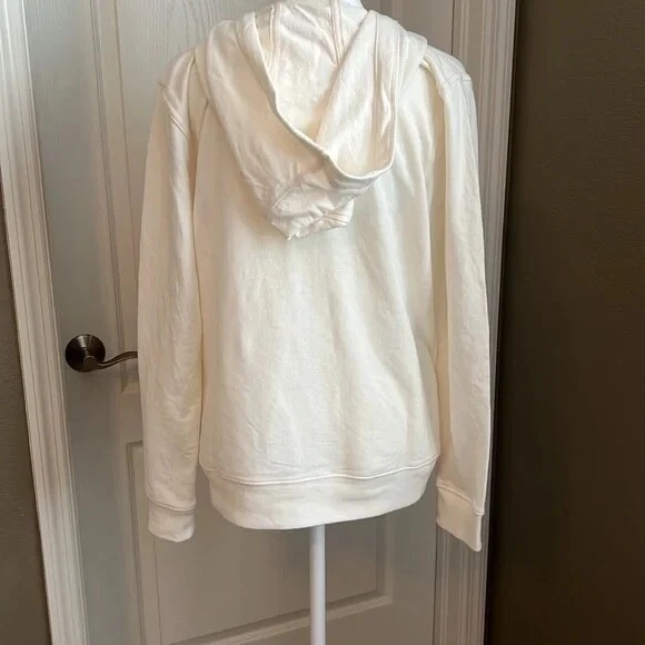 OFF WHITE J. CREW ― Felpa con cappuccio stringata donna S small ― crema bianco sporco avorio
