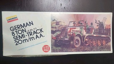 Lindberg Model 1/72 Scale Kit German 8 Ton Semi-Track 20m/m AA (New) #6086