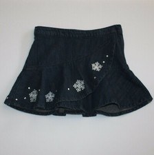 Gymboree Snowflake Shimmer Girl's Gem Snow Ruffle Jean Denim Skort Skirt size 4