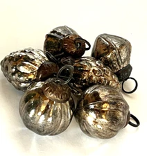 Creative Co-Op 6 Vintage Look Mercury Glass Ornaments PEWTER Color 1" - 1 1/2"