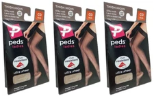 3 Pair Peds Ladies Thigh Highs Silky Soft Lace Trim Ultra Sheer Leg Size CD Nude