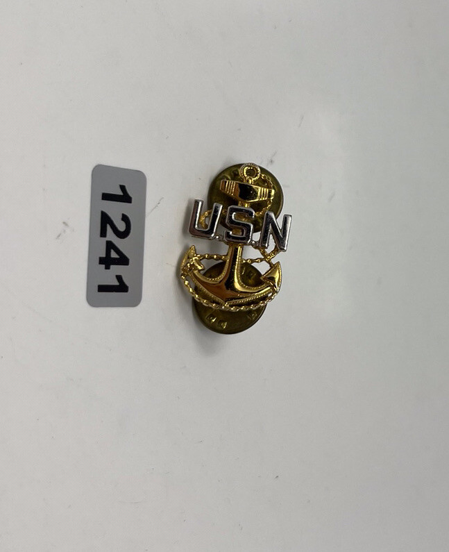 Vintage USN Gold-Toned Anchor W/ Silver-Toned Letters V-21-N