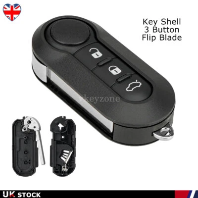 Replacement 3 Button Key Fob Case for Fiat 500 L Ducato Doblo Punto Bravo Panda