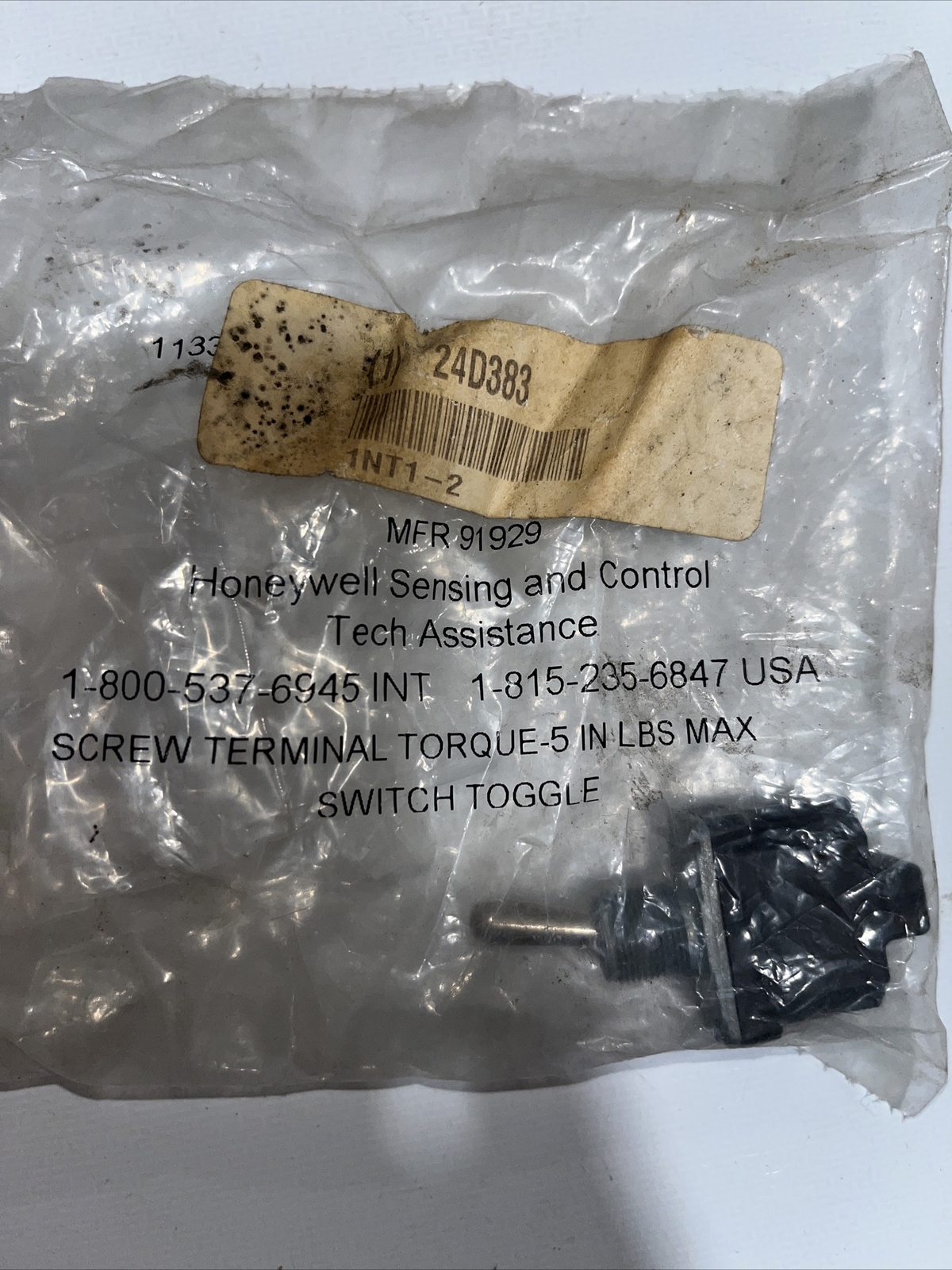 Honeywell MFR91929 Screw Terminal Torque Switch Toggle 5" eBay