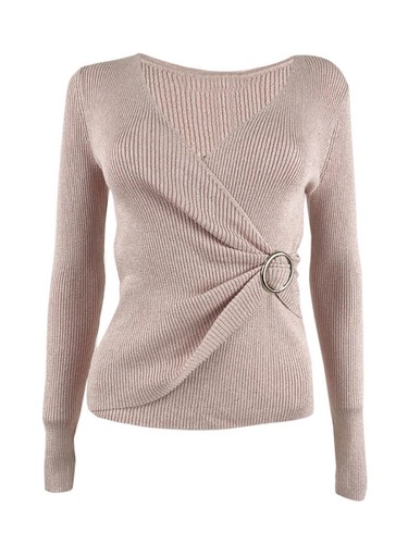 Petite Metallic-Knit Wrap Sweater (PP 