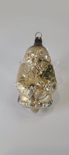 Vintage Christmas Tree Ornament Blown Mercury Glass Santa Claus Germany Gold Old - Picture 8 of 14