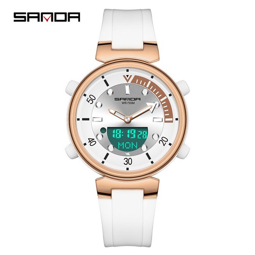 SANDA Luminous Calendar Waterproof Electronic Multifunctional Dual Display Watch - Picture 22 of 26