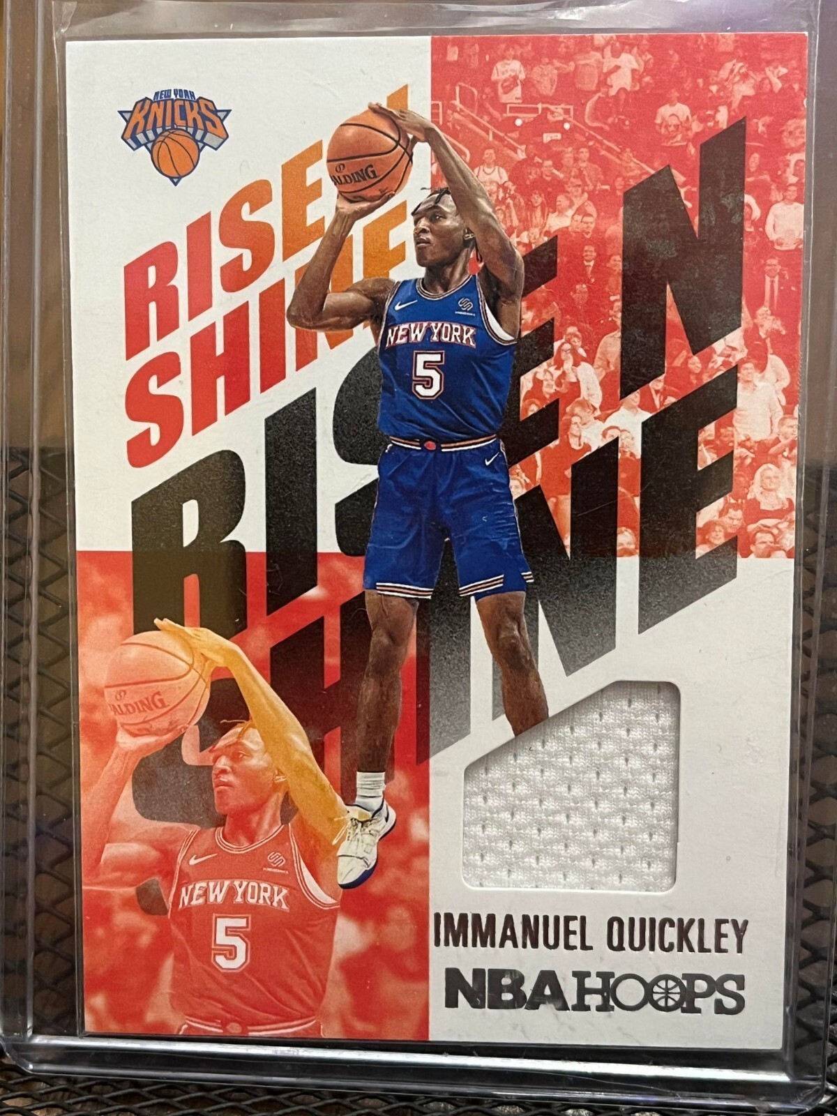 IMMANUEL QUICKLEY 2020-21 NBA HOOPS "RISE N SHINE" ROOKIE KNICKS JERSEY PATCH RC