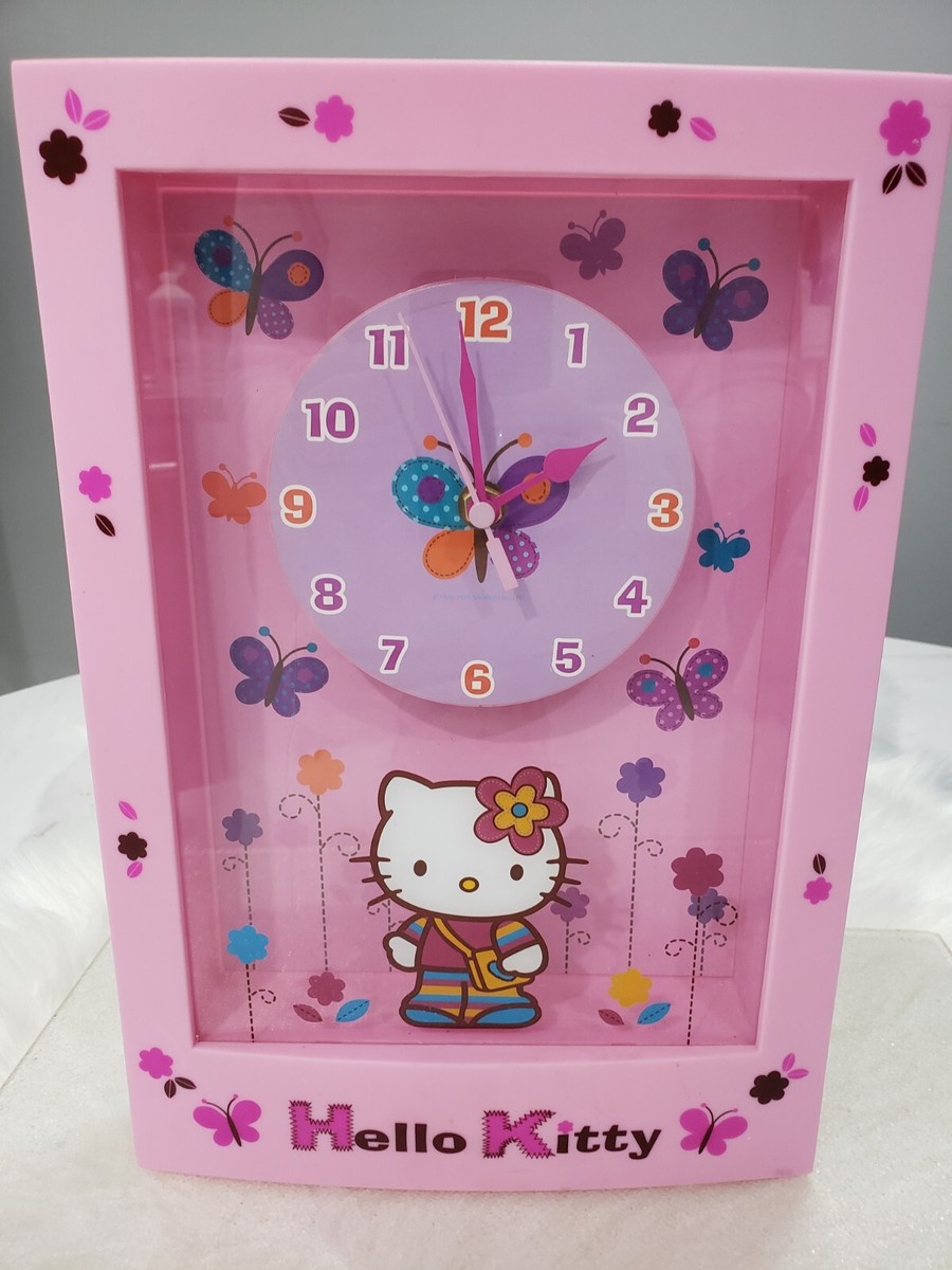 Hello Kitty Pink Wall Clock Sanrio 2005 Y2K Bedroom Decor Girl