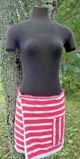 True Vintage Cover Up 70s 80s Red White Striped Wrap Skirt Beachwear Pool Towel