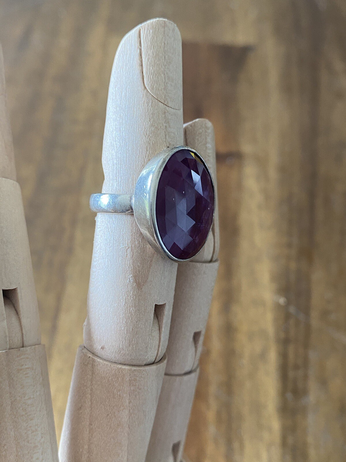 Ruby Faceted Round Sterling Silver Ring - image 6